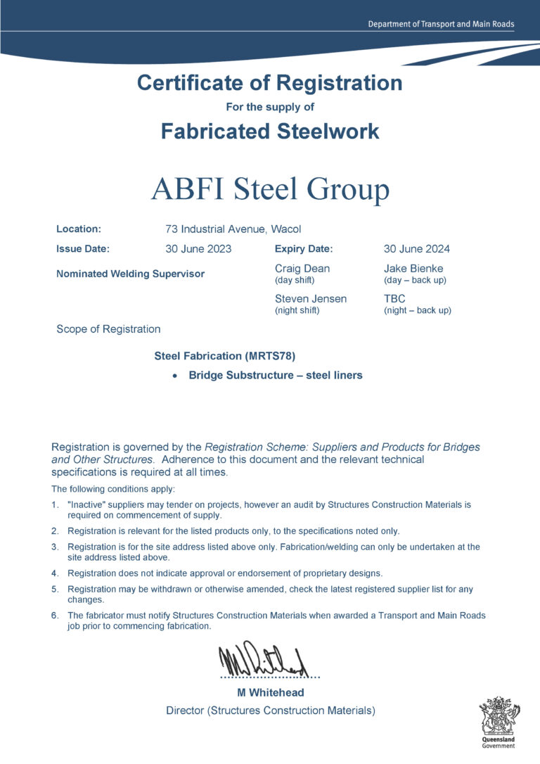 ABFI Steel - Minor Certificate til Jun 2024